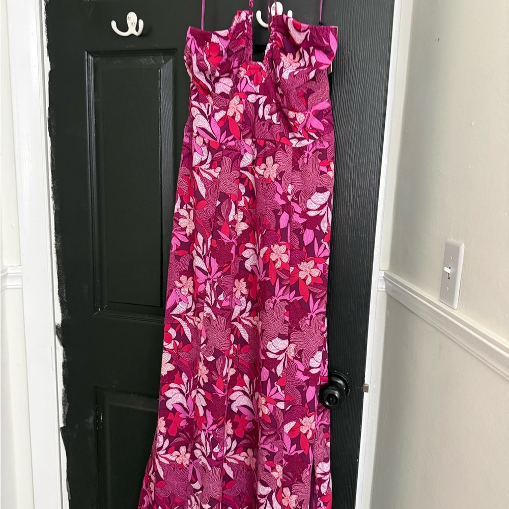 Floral Pink Strapless Maxi Dress
